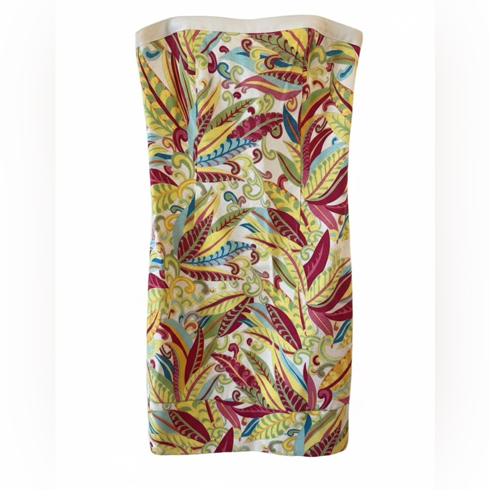 Tommy Hilfiger Strapless Dress with Leaf Pattern